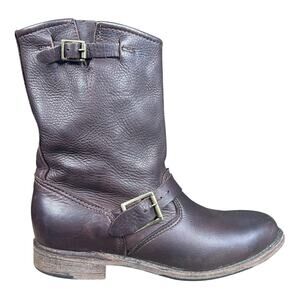 Vintage Foundry Co Brown Leather Harness Biker Boots Size 8